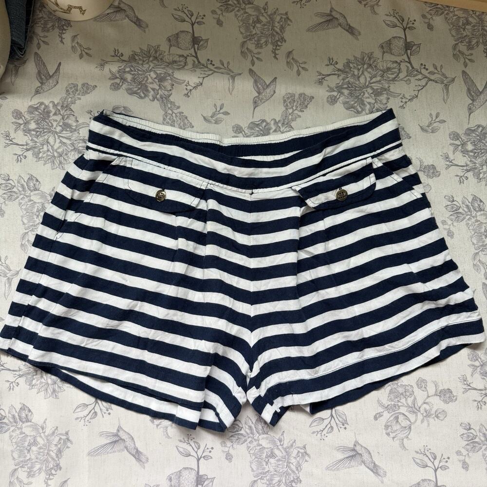 Escapada Shorts Women’s Size Large Blue White Stripe Sailor Beachy Nautical